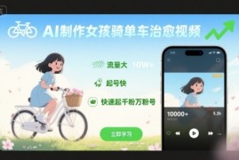 AI制作女孩骑单车治愈视频，流量大，起号快，快速起千粉万粉号