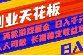副业天花板！两款游戏掘金：日入1k ，人人可做，纯干货，长期稳定收益项目【揭秘】