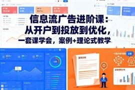 （16303期）信息流广告进阶课：从开户到投放到优化，一套课学会，案例 理论式教学