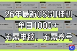 26年最新CSGO挂G系统，单日1000 ，无需电脑，无需养号，0基础可上手【揭秘】