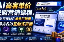 AI高客单价联盟营销课程，教你搭建能在搜索引擎里获得排名的互动式页面，引来流量，把访客转化为高佣金的成交【原创双语字幕】
