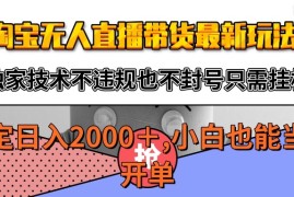 淘宝无人直播带货最新玩法，独家技术不违规不封号，只需挂机稳定日入2000 