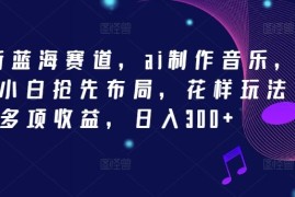 2024新蓝海赛道，ai制作音乐，新手小白抢先布局，花样玩法多项收益，日入300 【揭秘】