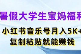 暑假大学生宝妈福利，小红书音乐号月入5000 ，复制粘贴就能赚钱【揭秘】