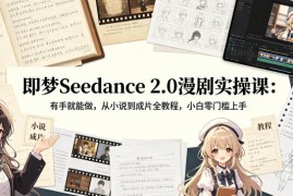即梦Seedance 2.0漫剧实操课：有手就能做，从小说到成片全教程，小白零门槛上手