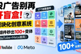 投广告别再开盲盒！模块化创意系统，17组件秒出100 变体(YouTube Meta通用)【原创双语字幕】