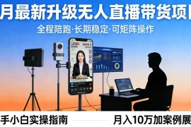 （17923期）4月最新升级 无人直播 带货 全程陪跑 长期稳定 可矩阵 每天半小时新手小白实操月入 十万