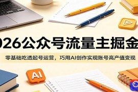 2026公众号流量主掘金课：零基础吃透起号运营，巧用AI创作实现账号高产值变现