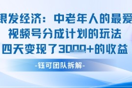 视频号银发经济玩法四天变现了1k的收益