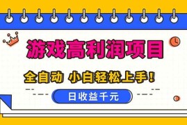 （16692期）全自动游戏项目，日收益1000 ，可批量，小白轻松上手！