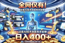 全网仅有！这套AI技术到底有多能賺，日入400 ，无需人工干预，实现真正被动变现【揭秘】