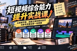 短视频综合能力提升实战课：从剪辑节奏、选题文案到素材创作与账号流量运营一站掌握