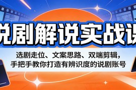 说剧解说实战课：选剧走位、文案思路、双端剪辑，手把手教你打造有辨识度的说剧账号