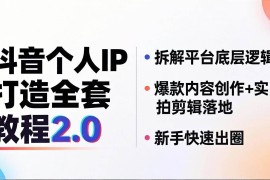 （18163期）抖音个人IP打造全套教程2.0 拆解平台底层逻辑，爆款内容创作 实拍剪辑落地，新手快速出圈