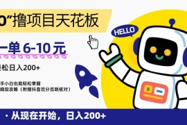 “0”撸项目天花板，一单6-10元，日入200 ，新手小白也能轻松掌握，保姆级教程