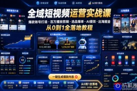 全域短视频运营实战课，爆款账号打造・百万播放剪辑・选品爆单・AI提效・出海掘金，从0到1全落地教程