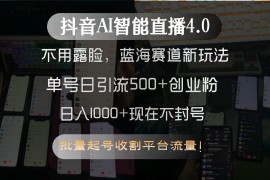 （15270期）抖音AI智能直播4.0，不用露脸，蓝海赛道新玩法，单号日引流500 创业粉…