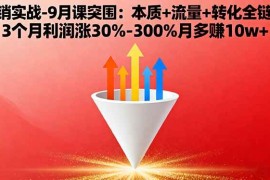 （16152期）营销实战-9月突围课:本质 流量 转化全链路 3个月利润涨30%-300%月多赚10w 