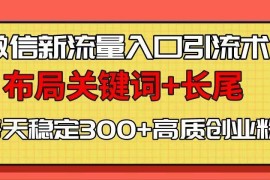 （13897期）微信新流量入口引流术，布局关键词 长尾，每天稳定300 高质创业粉！