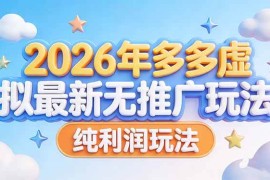 （17692期）2026年多多虚拟最新无推广，纯利润玩法