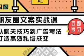 （13989期）朋友圈文案实战课：从聊天技巧到广告写法，打造高效私域成交