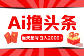 （10736期）AI撸头条，当天起号，第二天见收益，日入2000 