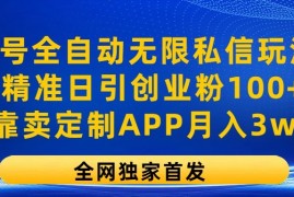 视频号全自动无限私信玩法3.0，精准日引创业粉100 ，靠卖定制APP月入3w 