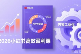 2026小红书高效盈利课，流量双引擎 内容工业化 AI中台驱动，构建可复制的千万级营收模型