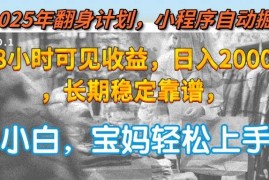 （15082期）2025年翻身计划，小程序自动掘金48小时可见收益，日入2000 ，长期稳定…