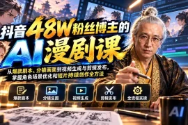 抖音48W粉丝博主的AI漫剧课：从爆款剧本、分镜画面到视频生成与剪辑发布，掌握角色场景优化和短片持续创作全方法