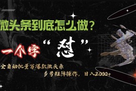 （9809期）微头条最新最强连怼操作，10分钟50条，真正解放双手，月入1w 