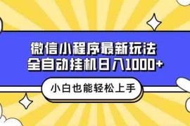 （13838期）微信小程序最新玩法，全自动挂机日入1000 ，小白也能轻松上手操作！
