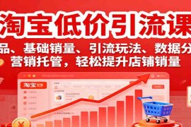 淘宝低价引流课，选品、基础销量、引流玩法、数据分析，营销托管，轻松提升店铺销量