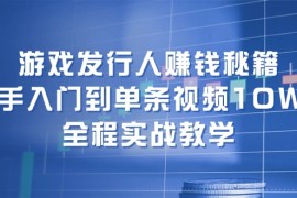 （12336期）游戏发行人赚钱秘籍：新手入门到单条视频10W ，全程实战教学