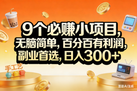 （17529期）9个必赚小项目，无脑简单，百分百有利润，副业首选，日入200 