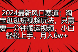 2024最新风口赛道：淘宝逛逛短视频玩法，只需要一分钟搬运视频，小白轻松上手，月入6w 