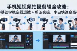 手机短视频拍摄剪辑全攻略：零基础学稳定器运镜   剪映实操，小白快速变高手