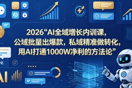 2026AI全域增长内训课，公域批量出爆款，私域精准做转化，用AI打通1000W净利的方法论