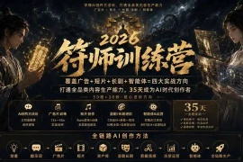 符师训练营-35天成为AI时代创作者，广告 短片 漫剧 智能体四大实战方向，掌握从创意到上线的完整工作流