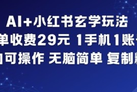 AI 小红书玄学玩法，每单收费29米，1手机1账号，小白可操作，无脑简单复制粘贴