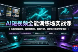 AI短视频全能训练场实战课｜AI视频换背景、首尾帧复用、音频生成、爆款短视频完整复刻全套实操教学