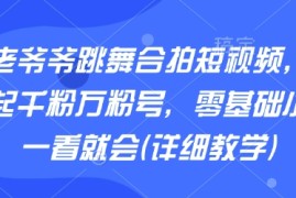 AI老爷爷跳舞合拍短视频，快速起千粉万粉号，零基础小白一看就会(详细教学)