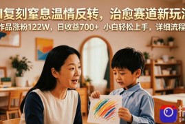 AI复刻窒息温情反转，治愈赛道新玩法，9条作品涨粉122W，日收益700  小白轻松上手，详细流程拆解