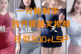 S粉新玩法，流量爆炸，美女视频四开屏，日引500 