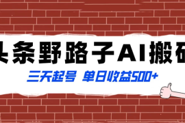头条野路子 AI 搬砖玩法，纪实类超级蓝海项目，三天起号单日收益 500 