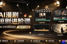 AI漫剧短剧进阶课｜电脑 手机双端实操教学｜影视剧对口型人物吃瓜×解压末日庇护所全程讲解，高阶技巧全掌握