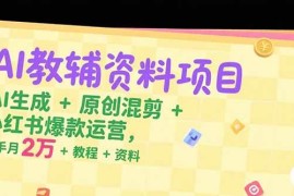 （15343期）AI教辅资料项目，AI生成 原创混剪 小红书爆款运营，新手月入2万 教程 资料