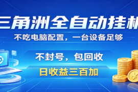 三角洲全自动挂机项目，防封稳账号，日收益300+，收益全程包回收，省心稳赚