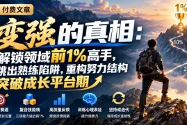 付费文章：变强的真相：解锁领域前1%高手，跳出熟练陷阱，重构努力结构突破成长平台期