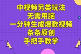 中视频另类玩法，无需用脑一分钟生成爆款视频，条条原创手把手教学